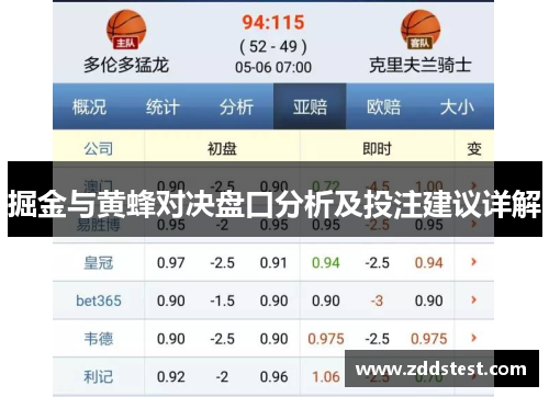 掘金与黄蜂对决盘口分析及投注建议详解